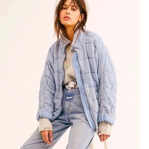 NWOT Free People Dolman Quilted Bomber Jacket : Rainwater Blue